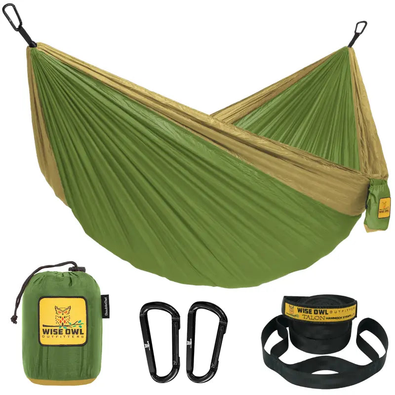 Wise Owl Outfitters Camping Hammock - Camping Essentials, Portable Hammock W/Tree Straps, Single or Double Hammock for Outside, Hiking, and Travel