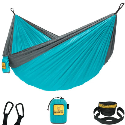 Wise Owl Outfitters Camping Hammock - Camping Essentials, Portable Hammock W/Tree Straps, Single or Double Hammock for Outside, Hiking, and Travel